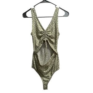 Green and White Floral Bodysuit,‎ size Medium